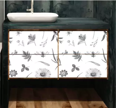 Klebefolie für Möbel Graue sprintblumen - TenStickers