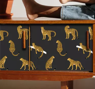 Klebefolie für Möbel Leoparden auf dunklem hintergrundmuster - TenStickers