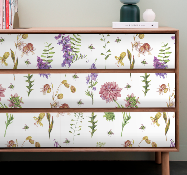Klebefolie für Möbel Mehrfarbige minimalistische wildblumen - TenStickers