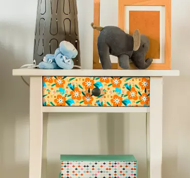 Klebefolie für Möbel Orangefarbene blüten - TenStickers