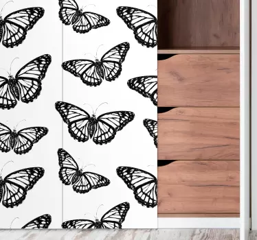 Klebefolie für Möbel Schwarz-weißer schmetterling - TenStickers