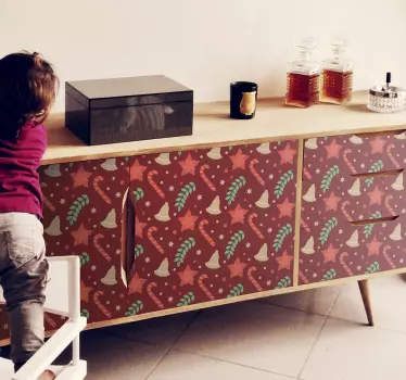 Klebefolie für Möbel Weihnachtsbonbonmuster - TenStickers