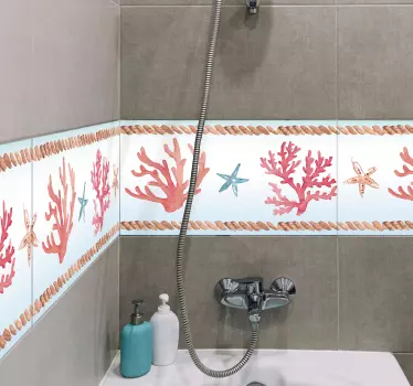 Bordüre Korallen Wandtattoo Badezimmer - TenStickers