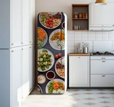 Kühlschrank Folie Teller mit Essen - TenStickers
