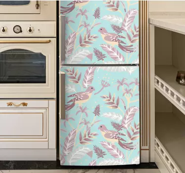 Kühlschrank Sticker Blaues und pinkes floramuster - TenStickers