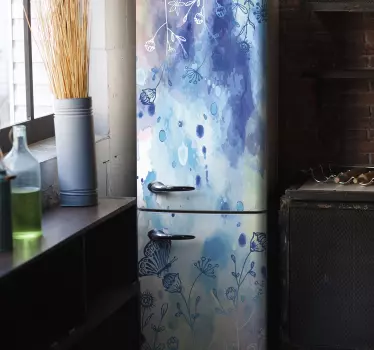 Kühlschrank Sticker Blumenzeichnung und Schmetterlinge - TenStickers