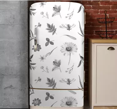 Kühlschrank Sticker Graue sprintblumen - TenStickers