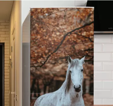 Kühlschrank Sticker Pferd im herbstlaub warme farbige grafik - TenStickers