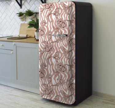 Kühlschrank Sticker Zebradruck und zierblumenkoralle - TenStickers