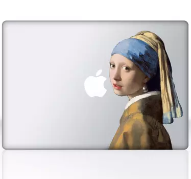 Das Mädchen mit dem Perlenohrgehänge Laptop Sticker - TenStickers