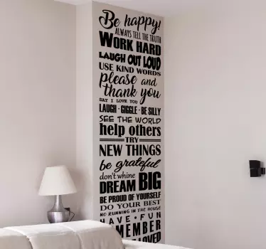 Lebensregeln home text wandtattoo - TenStickers