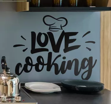 Love Cooking Zitat Küchen Wandaufkleber - TenStickers