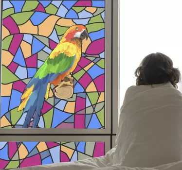 papagei glasmalerei fenster aufkleber - TenStickers