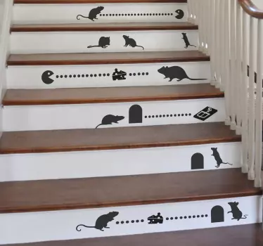 Mäuse Schattenbild Treppensticker - TenStickers
