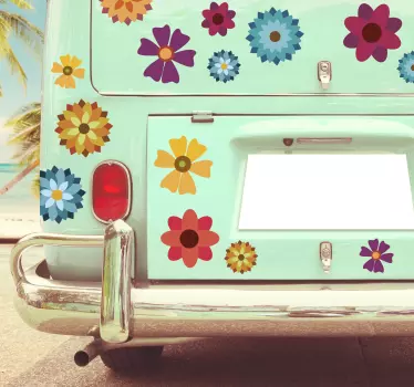 Mehrfarbiger Blumen Autoaufkleber - TenStickers