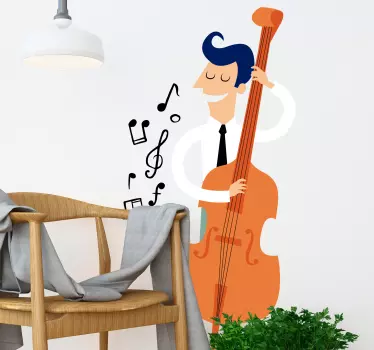 Musiker mit Kontrabass Aufkleber - TenStickers