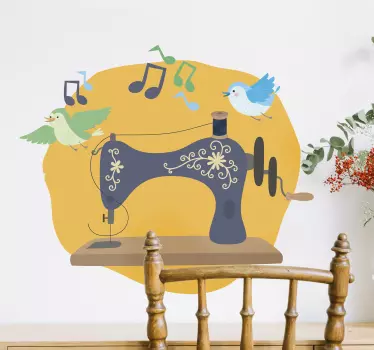 Nähmaschine mit Vogel Aufkleber - TenStickers