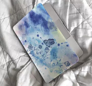 Notebook Aufkleber Blumenzeichnung und Schmetterlinge - TenStickers