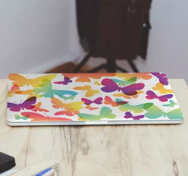 Notebook Aufkleber Farbverlaufsschmetterlinge - TenStickers