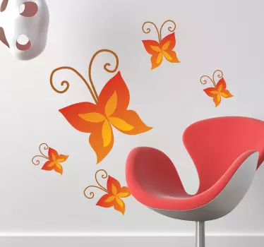 Orangener Schmetterling Aufkleber - TenStickers