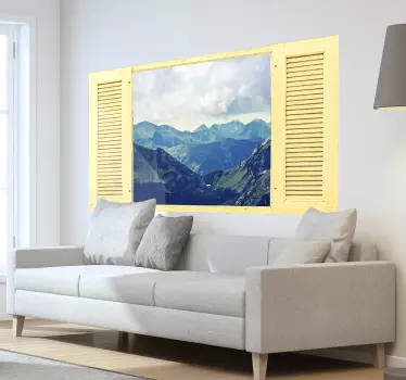 Wandtattoo Wohnzimmer Berge Fensterblick - TenStickers