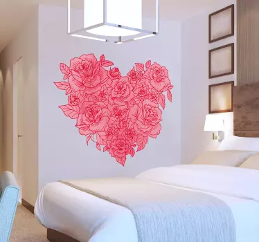 Wandtattoo Herz Valentinstag Rosen - TenStickers