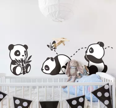 Panda Schmetterling Wildtier Aufkleber - TenStickers