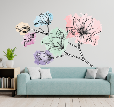 Pastell Magnolie Blume Wandtattoo - TenStickers