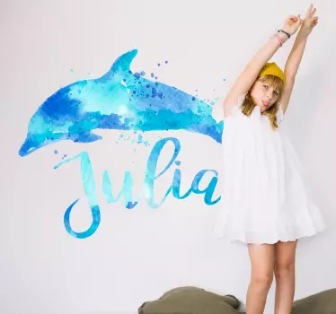Personalisierbares Delphin Wasser Textur Wandtattoo - TenStickers