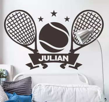 Personalisierbares Tennis Schläger und Ball Wandtattoo - TenStickers