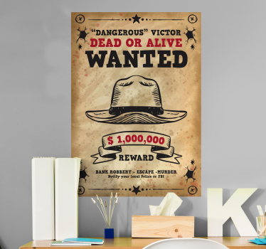 Personalisierbares Wanted Plakat Wandtattoo - TenStickers
