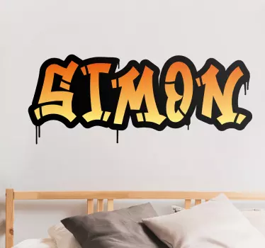 Personalisierte Sticker Name im Graffiti in orange - TenStickers