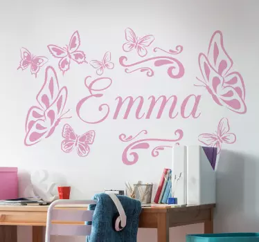 personalisiertes wandtattoo mit Schmetterlingen - TenStickers