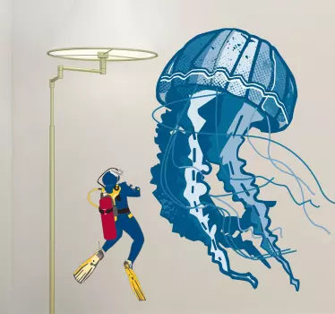 Qualle und Taucher Aufkleber - TenStickers