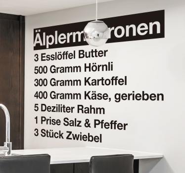 Rezept Älplermagronen Wandtattoo - TenStickers