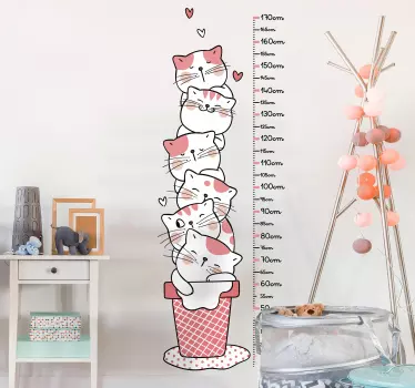 Rosa Kätzchen Messlatte Aufkleber - TenStickers