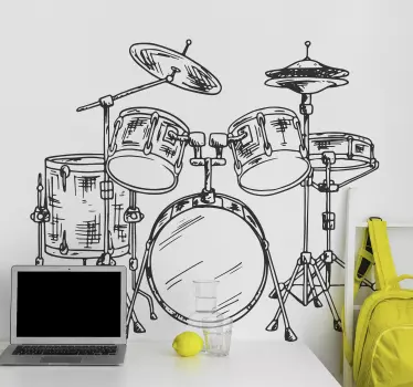 Schlagzeug rock wandtattoo - TenStickers