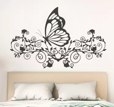 Schmetterling und Blumen Wand Tattoo - TenStickers