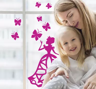 Schmetterling und Prinzessin fensteraufkleber - TenStickers