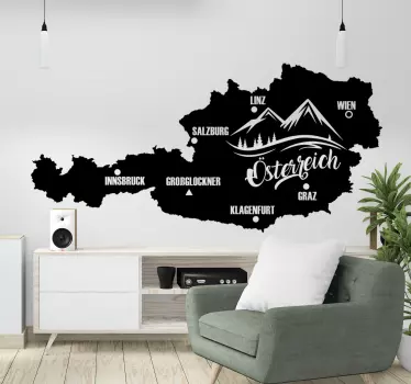 Schwarze Österreich karte Wandtattoo - TenStickers