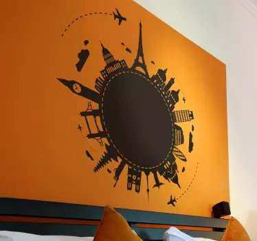 Sehenswürdigkeiten Welt Wandtattoo - TenStickers