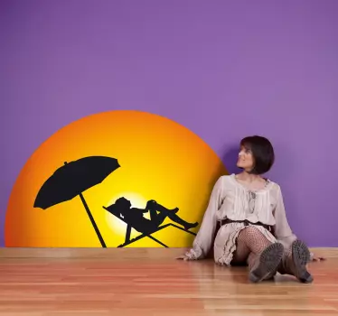 Sonne und Liegestuhl Aufkleber - TenStickers