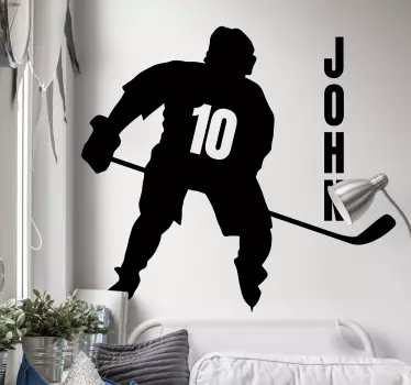 Sport Aufkleber Eishockeyspieler Aktion mit Namen - TenStickers