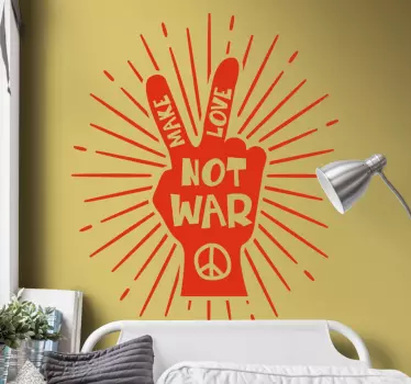 Sprichwort Aufkleber Friedenszeichen liebe, kein krieg - TenStickers