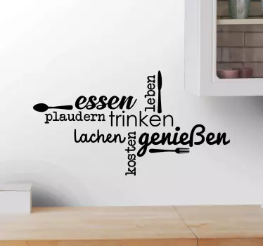 Spruch für Zuhause Essen und textur genießen - TenStickers