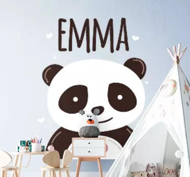 Sticker Baby Glücklicher panda mit Namen - TenStickers