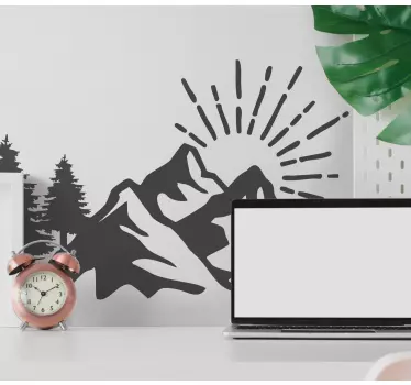 Sticker Natur Sonne berg silhouette - TenStickers