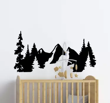 Sticker Natur Wald und berg silhouette - TenStickers