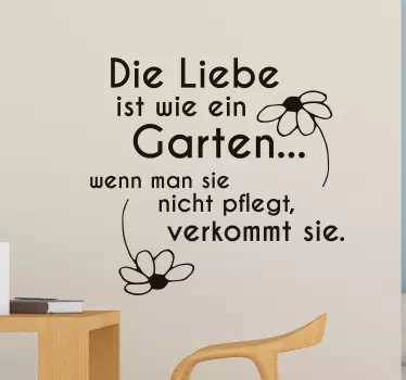 Aufkleber Valentinstag Liebe ist wie ein Garten - TenStickers