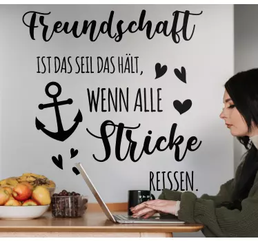 Sticker Zitat Freundschaft gibt dir kraft - TenStickers
